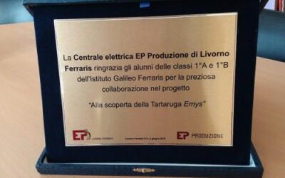 EP Produzione premia gli alunni dell’Istituto “Galileo Ferraris” di Livorno Ferraris a conclusione del progetto ambientale didattico “Alla scoperta della tartaruga Emys”.
